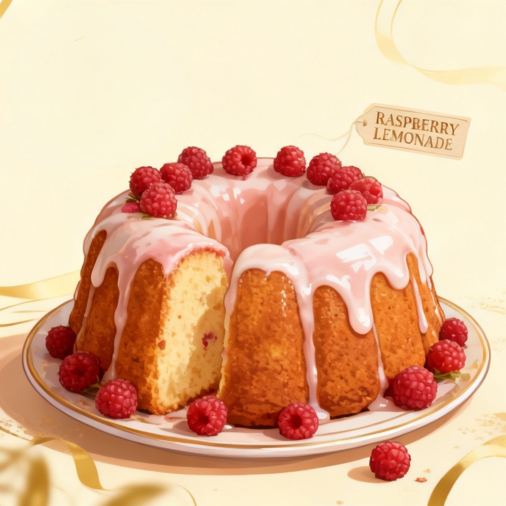Raspberry Lemonade Pound Cake sweet and tart